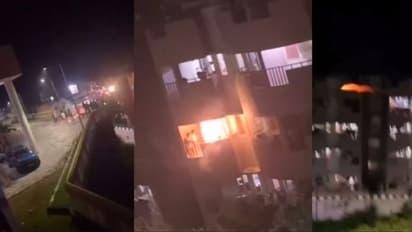 ಆ ಕಟ್ಟಡದಿಂದ ಈ ಕಟ್ಟಡಕ್ಕೆ ಹಾಸ್ಟೆಲ್ ಹುಡುಗರ ರಾಕೆಟ್ ವಾರ್:  ಆಘಾತಕಾರಿ ವೀಡಿಯೋ ವೈರಲ್