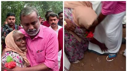 മറ്റപ്പള്ളിയിൽ വൈകാരിക രംഗങ്ങൾ; മന്ത്രിയുടെ കാലുപിടിച്ച് കരഞ്ഞ് വയോധിക, കുടിയിറക്കരുതെന്ന് ആവശ്യം 