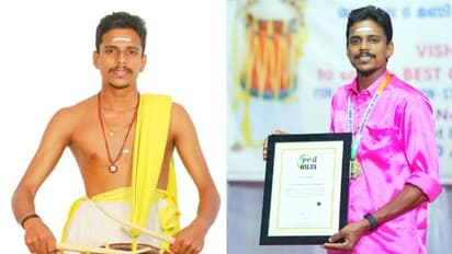 നിര്‍ത്താതെ നടന്നത് 36 കിലോമീറ്റര്‍; ചെണ്ട കൊട്ടി കയറി വിഷ്ണു, ഒടുവില്‍ പിറന്നത് ലോക റെക്കോര്‍ഡ് 