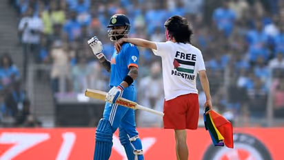 Security breach at World Cup final: Pitch invader sporting 'Free Palestine' message hugs Virat Kohli (WATCH)