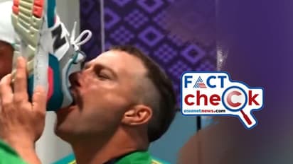 ഷൂസിനുള്ളില് ഒഴിച്ച് ബിയര് കുടിച്ച് ഇന്ത്യയില് ഓസീസ് ക്രിക്കറ്റ് ടീമിന്റെ ആഘോഷം? Fact Check