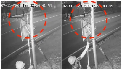 പരാക്രമം എഐ ക്യാമറകളോട്; പുലർച്ചെയെത്തി കേബിളുകൾ നശിപ്പിച്ച് യുവാക്കൾ, എല്ലാം കണ്ട് മുകളിൽ മറ്റൊരാൾ!