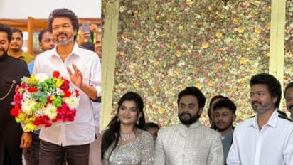 'లియో' నిర్మాత తనయుడి రిసెప్షన్ వేడుకలో దళపతి విజయ్ సందడి..ఎంత సింపుల్ గా వచ్చాడో చూడండి, పిక్స్ వైరల్