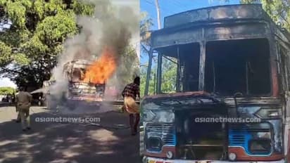 കാലിതീറ്റയുമായി പോകുന്നതിനിടെ ലോറിയിൽ തീപടർന്നു, ഡ്രൈവറും ക്ലീനറും ഇറങ്ങിയോടി, ക്യാബിൻ കത്തിയമര്ന്നു