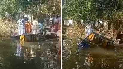 Kerala: Raft carrying panchayat members capsizes soon after inauguration in Alappuzha (WATCH)