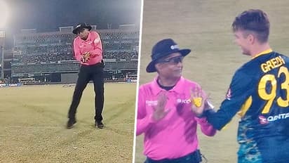 India vs Australia: Viral moment as Jitesh Sharma's powerful shot accidentally hits Umpire