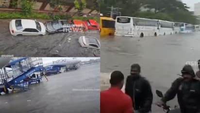 കനത്ത മഴയിൽ ചെന്നൈയിൽ രണ്ട് മരണം, കാറുകള് ഒഴുകിപ്പോയി, വിമാന സർവീസ് നിർത്തിവെച്ചു