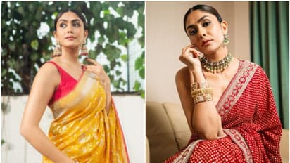 Mrunal Thakur's latest saree ensemble sets the perfect tone for this season's wedding attire - Photos