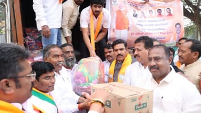 Karnataka: BJP State President BY Vijayendra leads relief efforts for victims of cyclonic storm