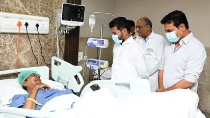 Telangana CM Revanth Reddy visits KCR in Hyderabad hospital | See photos