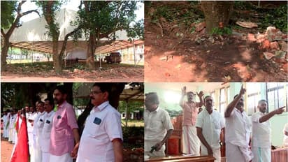 നവകേരള ബസിനായി സ്കൂൾ മതിൽ തകര്‍ത്തു, സാമൂഹ്യ വിരുദ്ധരെന്ന് മാവേലിക്കര നഗരസഭ,എംഎല്‍എയുടെ ഗുണ്ടകളെന്ന് കോൺഗ്രസ്