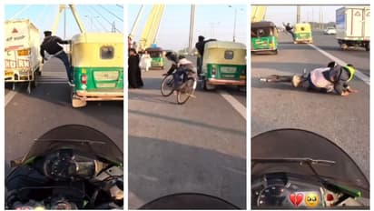 ഓട്ടോയില്‍ തുങ്ങിക്കിടന്ന് പാട്ടുപാടി യുവാവ്; സൈക്കിള്‍ യാത്രക്കാരനെ ഇടിച്ച് തെറിപ്പിച്ച് നിര്‍ത്താതെ പോയി !