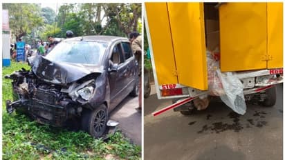 നിർത്തിയിട്ടിരുന്ന വാനിന്റെ  പിന്നിലേക്ക് കാർ ഇടിച്ചുകയറി അപകടം; ആറ് പേർക്ക് പരിക്ക്