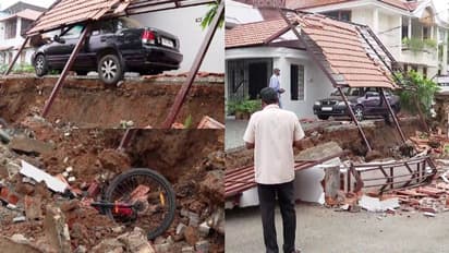 'സ്മാര്ട്ടല്ലാതെ' തലസ്ഥാനത്തെ റോഡ് നിര്മാണം; എംജി രാധാകൃഷ്ണന്റെ വീട്ടുമുറ്റം ഇടിഞ്ഞു താഴ്ന്നു, പ്രതിഷേധം