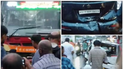 കെഎസ്ആർടിസി ഡ്രൈവർക്ക് തലകറക്കം, ബസ് നിയന്ത്രണം വിട്ട് 5 വാഹനങ്ങളിലിടിച്ചു; നിരവധിപ്പേര്‍ക്ക് പരിക്ക്