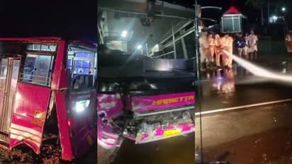 സ്വകാര്യ ബസ് നിയന്ത്രണം വിട്ട് തലകീഴായി മറിഞ്ഞു, ഗര്ഭിണിയടക്കം 11പേര്ക്ക് പരിക്ക്