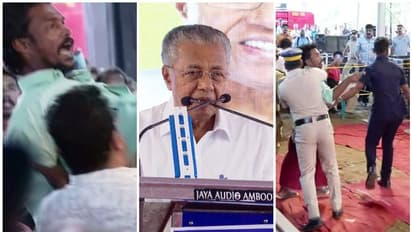 നവകേരള സദസിൽ മുഖ്യമന്ത്രിയുടെ പ്രസംഗത്തിനിടെ പ്രതിഷേധം; വേദിയിലേക്ക് പാഞ്ഞടുത്തയാളെ കസ്റ്റഡിയിലെടുത്ത് പൊലീസ്