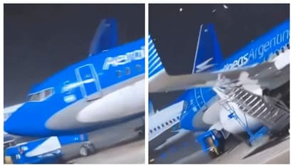 കൊടുങ്കാറ്റില് പെട്ട് നിര്ത്തിയിട്ട ബോയിംഗ് വിമാനം തെന്നി നീങ്ങി; ഞെട്ടിപ്പിക്കുന്ന വീഡിയോ !