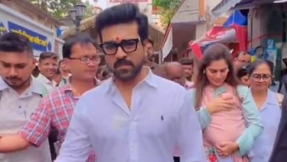 Watch: Ram Charan, wife Upasana Konidela visit Mahalakshmi temple as their daughter turns 6 months old