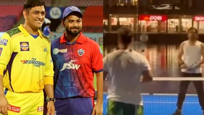 சுற்றிலும் தண்ணீர், நடுவுல டென்னிஸ் கோர்ட் – தோனிக்கு போட்டியாக டென்னிஸ் விளையாடிய ரிஷப் பண்ட் – வைரல் வீடியோ!