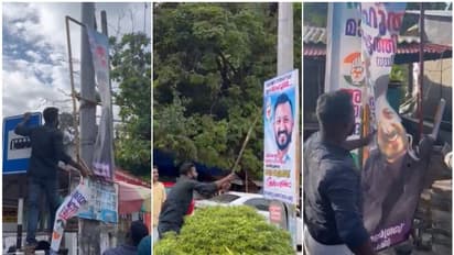 ആക്ഷൻ പറയുമ്പോൾ ഫ്ലെക്സ് കീറും, 'നല്ല പട്ടികയെന്ന്' പ്രവർത്തകൻ; രാഹുലിന്റെ ബോർഡുകൾ നശിപ്പിച്ച് ഡിവൈഎഫ്ഐ