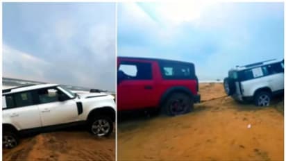 കെണിയിൽ കുടുങ്ങിയ രണ്ടുകോടിയുടെ ഡിഫൻഡറിനെ പുഷ്‍പം പോലെ വലിച്ചുകയറ്റിയത് 11 ലക്ഷത്തിന്‍റെ ഥാർ!