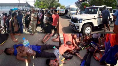 വാഹനങ്ങള് തടഞ്ഞിടുന്നു,14 മണിക്കൂറിലധികം പെരുവഴിയില്, വെള്ളമില്ല,ഭക്ഷണമില്ല, റോഡ് ഉപരോധിച്ച് അയ്യപ്പഭക്തര്