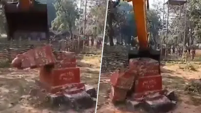 Chhattisgarh: Security forces demolish monuments built by Naxals in Bijapur's Hiroli village (WATCH)