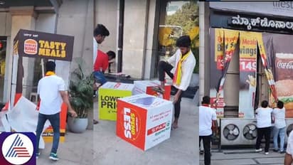 Bengaluru: Kannada activists tear down banners at Gopalan Mall seeking Kannada inclusion