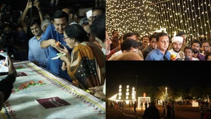 വെള്ളി വെളിച്ചത്തിൽ വെട്ടിത്തിളങ്ങി മാനാഞ്ചിറ, ഭീമൻ കേക്ക് മുറിച്ച് പുതുവത്സരാഘോഷത്തിന് തുടക്കം