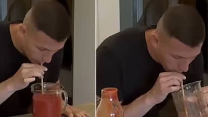 എന്റമ്മോ എന്തൊരു കുടി; വെറും സെക്കന്റുകൾ മാത്രം, യുവാവ് കുടിച്ചുതീർത്തത് ഒരു ലിറ്റർ തക്കാളി സോസ്