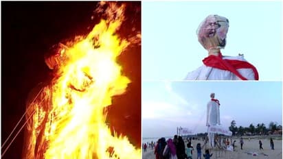 പയ്യാമ്പലം ബീച്ചിൽ ഗവർണറുടെ 30 അടി ഉയരത്തിലുളള കോലം കത്തിച്ച് എസ്എഫ്ഐ