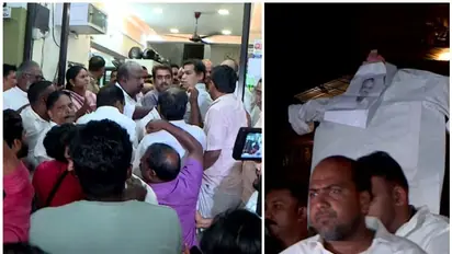 പാലാരിവട്ടം പൊലീസ് സ്റ്റേഷന് മുന്നിൽ സംഘർഷം; കോൺഗ്രസ് പ്രതിഷേധം കരിങ്കൊടി കാണിച്ചവരെ കസ്റ്റഡിയിലെടുത്തതിനെതിരെ