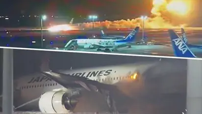 BREAKING: Japan Airlines plane in flames on the runway at Tokyo's Haneda Airport; dramatic videos go viral