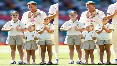 கடைசி டெஸ்ட் போட்டி – 2 மகள்களுடன் தேசிய கீதம் பாட வந்த டேவிட் வார்னர்!