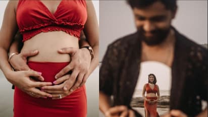 Photos: Amala Paul flaunts her baby bump, shares adorable post with husband Jagat Desai