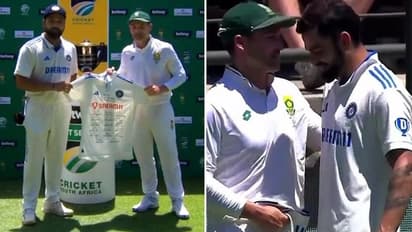Dean Elgar's farewell gifts: Rohit Sharma presents signed Team India kersey; Virat Kohli gives one of his own