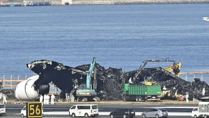 Wreckage clearance at Tokyo runway: Videos of black smoke rising from charred Japan Airlines plane go viral
