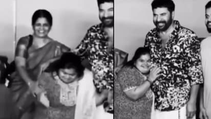 'ഇതാണ് മ്മ്ടെ മമ്മൂക്ക'; മമ്മൂട്ടിയെ കണ്ട് തുള്ളിച്ചാടി ആരാധിക, നെഞ്ചോട് ചേർത്ത് മമ്മൂട്ടി- വീഡിയോ