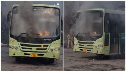 പമ്പയിൽ കെഎസ്ആർടിസി ബസിന് തീ പിടിച്ചു; ഷോട്ട് സർക്യൂട്ടെന്ന് അധികൃതർ