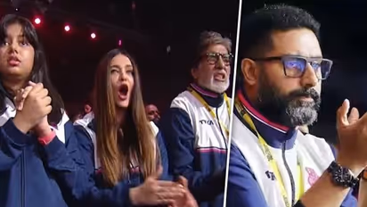 Pro Kabaddi League: Amitabh, Aishwarya, Aaradhya cheer for Abhishek Bachchan's kabaddi team; video goes viral
