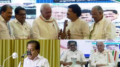 പിടി മോഹനകൃഷ്ണന് അനുസ്മരണത്തിൽ ഗവര്ണര്ക്കൊപ്പം വേദിയില് ചെന്നിത്തലയും സുധീരനും; വഴിനീളെ പ്രതിഷേധം