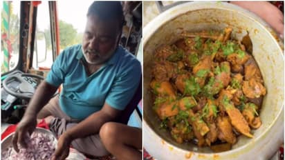 'കലക്കൻ ചിക്കൻ കറിയും ചോറും'; ലോറിക്ക് അകത്തെ 'കുക്കിംഗ്' വീഡിയോ