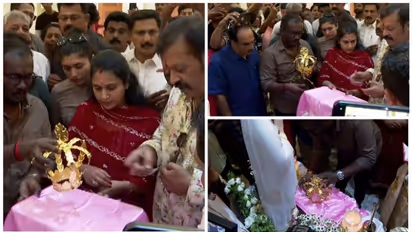 Actor-politician Suresh Gopi presents golden crown to Lady of Lourdes Church in Kerala's Thrissur