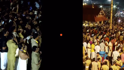 പൊന്നമ്പലമേട്ടിൽ മകരജ്യോതി തെളിഞ്ഞു; തിരുവാഭരണ വിഭൂഷിതനായി അയ്യപ്പൻ, ശരണം വിളികളോടെ ദർശന സായൂജ്യത്തിൽ ഭക്തർ