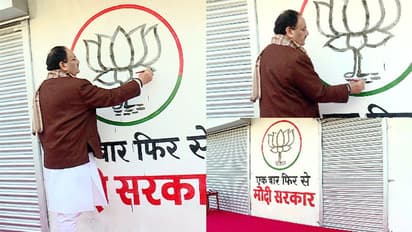 ഒരിക്കൽകൂടി മോദി സർക്കാർ, താമര വരച്ച് ജെപിനദ്ദ, ചുവരെഴുത്ത് ക്യാംപയിന് തുടക്കമിട്ട് ബിജെപി