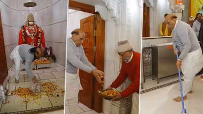 Swachh Teerth campaign: Rajnath Singh participates in cleanliness drive at Lucknow's Hanuman Setu temple