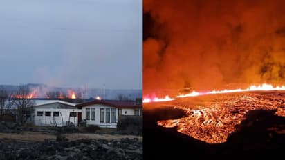 ഭിത്തി കെട്ടിയിട്ടും തടയാനാവാതെ ലാവാ പ്രവാഹം, ഐസ്‍ലൻഡിൽ വൻ നാശം വിതച്ച് അഗ്നിപർവത സ്ഫോടനം, വീടുകൾ കത്തിനശിച്ചു