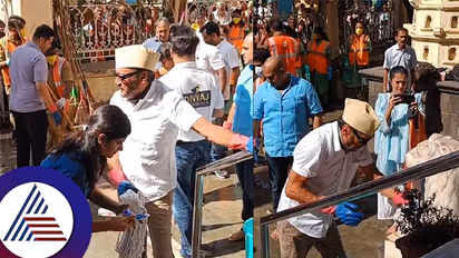 ರಾಮಲಲ್ಲಾ ಪ್ರಾಣಪ್ರತಿಷ್ಠೆ ಹಿನ್ನೆಲೆಯಲ್ಲಿ ದೇಗುಲದ ಆವರಣವನ್ನು ತಿಕ್ಕಿತಿಕ್ಕಿ ತೊಳೆದ ನಟ ಜಾಕಿ ಶ್ರಾಫ್​