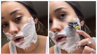 മുഖം ഷേവ് ചെയ്യുന്ന യുവതിയുടെ വീഡിയോ വൈറല്; ചേരി തിരിഞ്ഞ് സോഷ്യല് മീഡിയ !